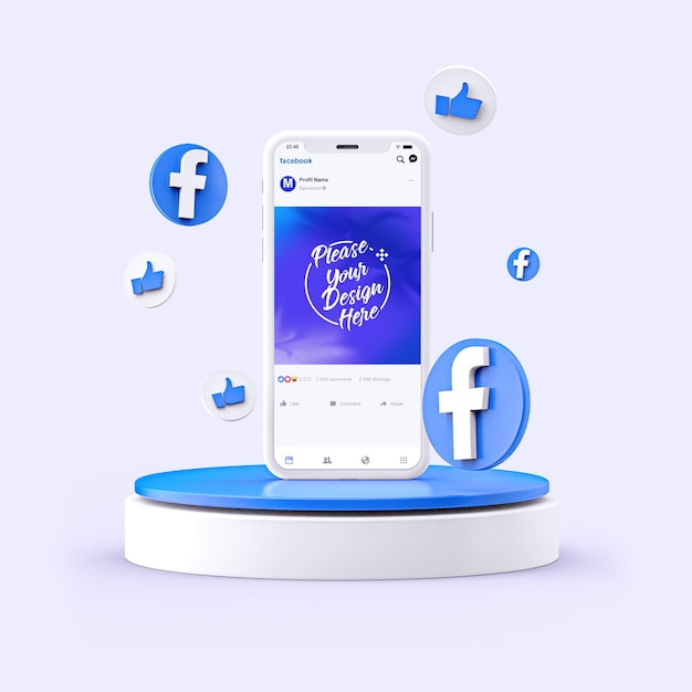 Mockup facebook sociale media 3d