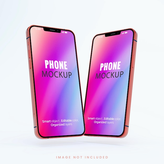 Mockup of floating two smartphone screen