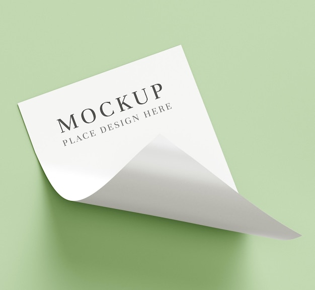 mockup of a folded paper sheet