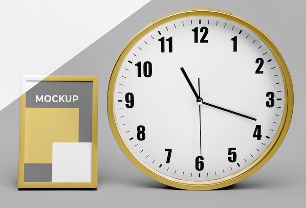 PSD mockup frame next to clock