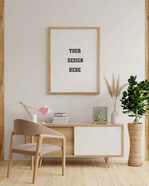 Mockup frame in woonkamer interieur, scandinavische stijl, 3d-rendering