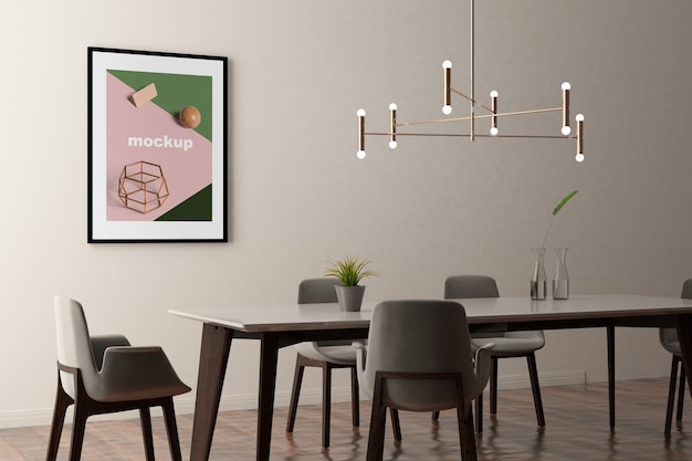 mockup of frame in office
