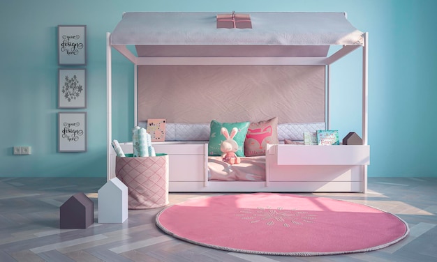 PSD mockup cornici in camera dei bambini interni decorati