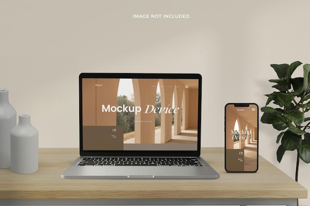 mockup of front view realistic responsive devices screens