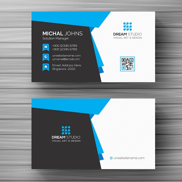 Mockup of geometric black and blue business card