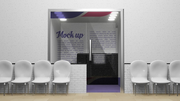 PSD mockup glass door logo or reception