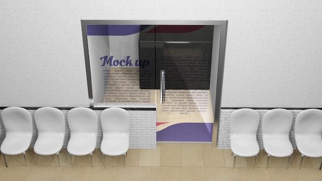 Mockup glazen deur logo of receptie