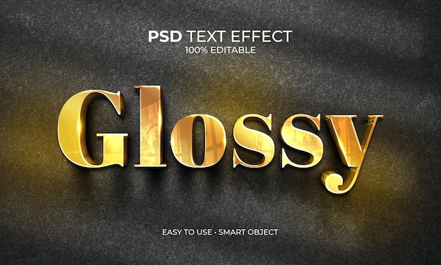 Mockup glossy gold text effect