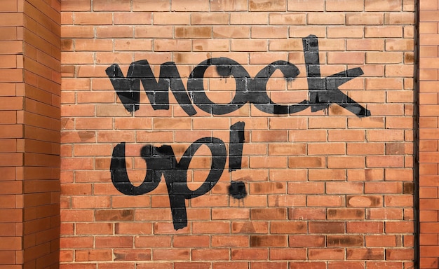 Mockup graffiti on brick wall realistic