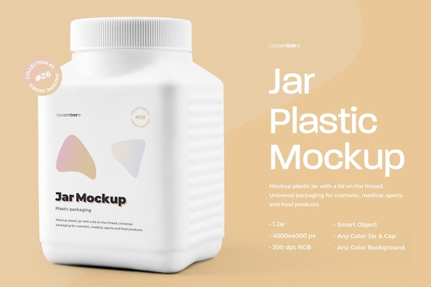 Mockup grote plastic pot met dopontwerp