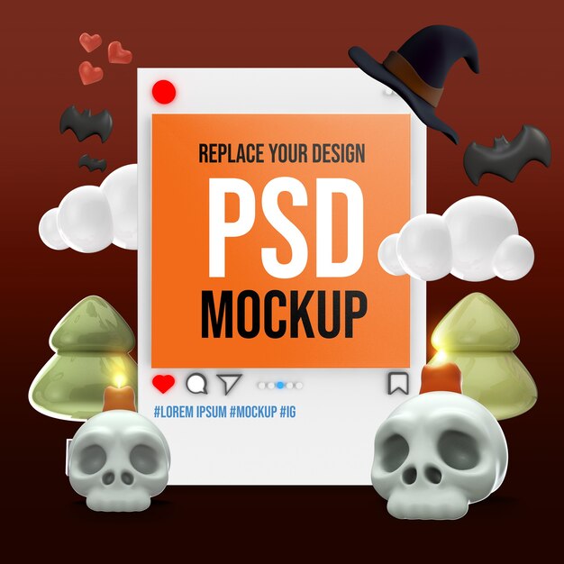 Mockup Halloween Instagram 소셜 미디어