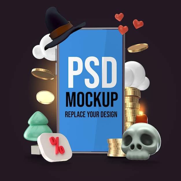 Mockup halloween-smartphone-ontwerp