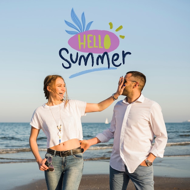 PSD mockup hello summer couple