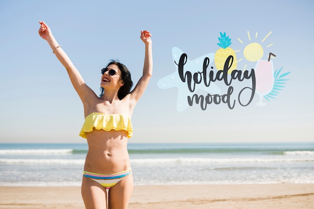 PSD mockup holiday mood girl