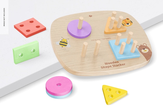 Mockup houten vormstapelaar, leunend