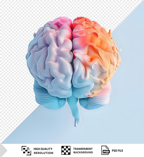 PSD mockup of a human brain with a blue leg against a clear blue sky png psd