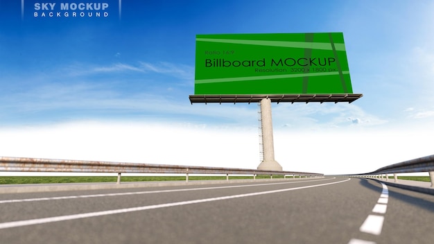 Mockup image of 3d rendering billboard beside highway