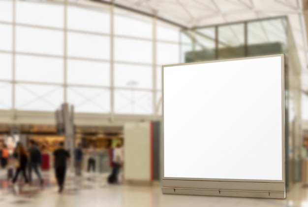 PSD mockup image of blank billboard posters and led in the airport terminal station for advertising