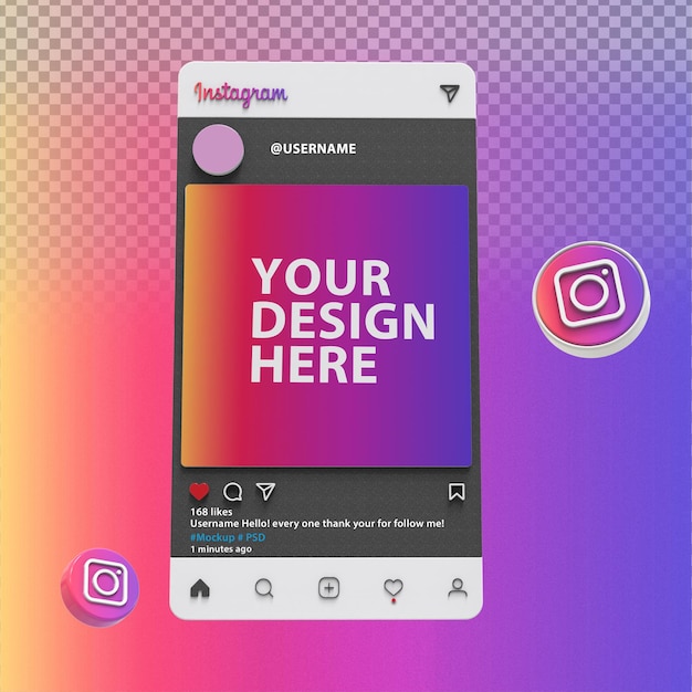 Mockup instagram 3d post