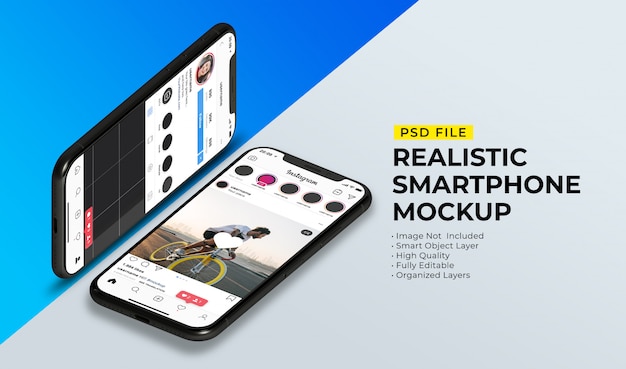 Mockup di post di instagram su smartphone