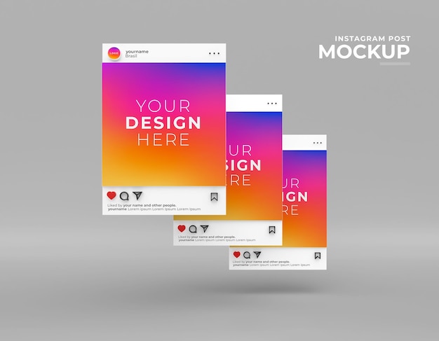 PSD mockup instagram post social media feed d render