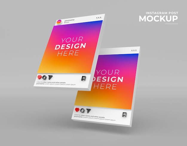 Mockup instagram post sociale media feed d render