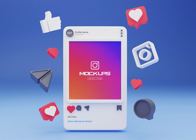 Mockup instagram social media 3d