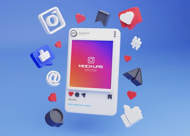 Mockup instagram social media 3d