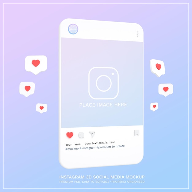 PSD mockup instagram 소셜 미디어 포스트 3d 디자인