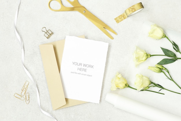 Mockup invitation card with golden elements