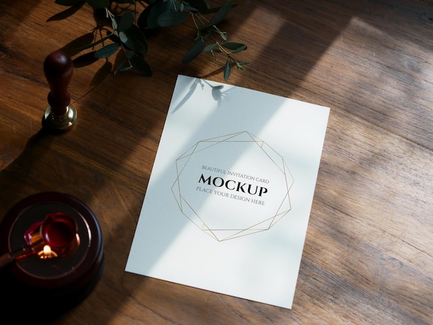 Mockup invite card for wedding invitation  