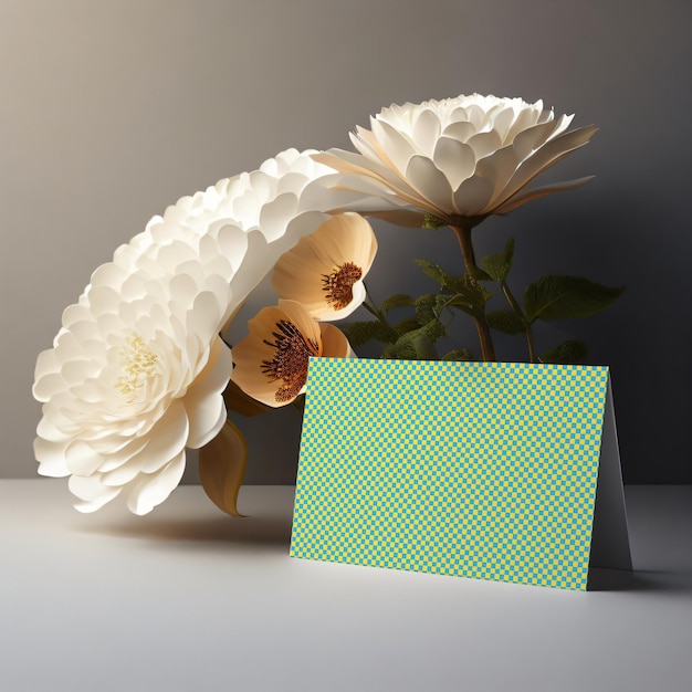 Mockup karty PSD z kwiatem
