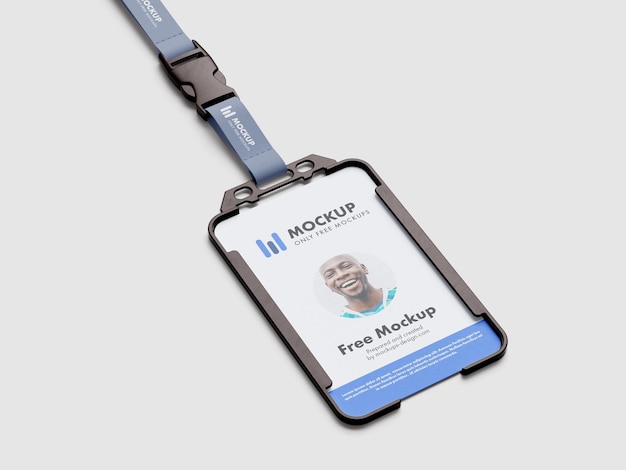 Mockup karty tożsamości z lanyardem