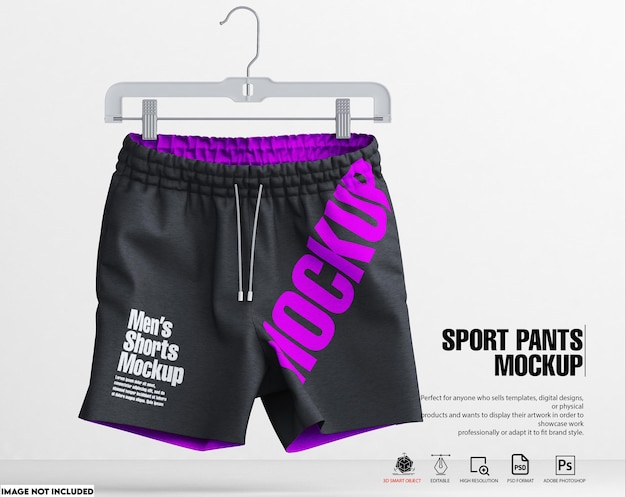 PSD mockup korte sportbroek voor heren