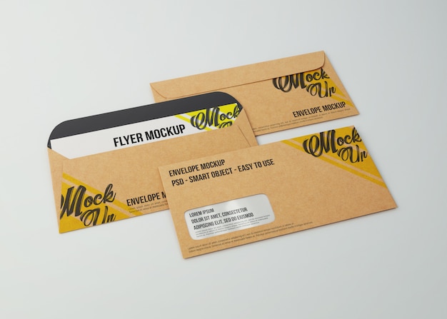 Mockup kraft paper envelopes