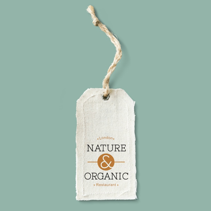 PSD mockup label met natuurlijke katoenen doek