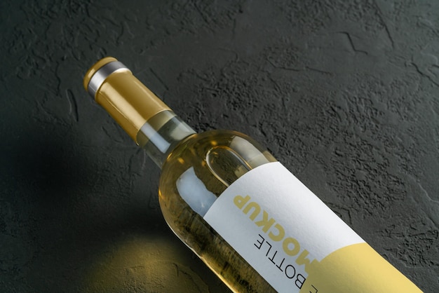 Mockup labels for a bottle of white wine on a black background