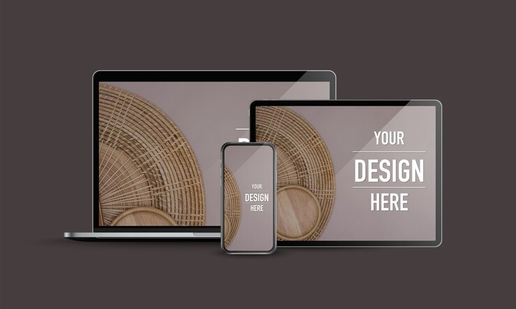 PSD mockup laptop computer, tablet and smartphone with mock up screen