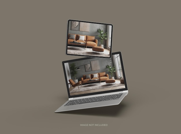 Mockup laptopa i tabletu do prezentacji projektu 3D Render