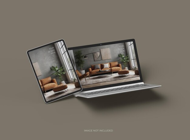Mockup laptopa i tabletu do prezentacji projektu 3D Render