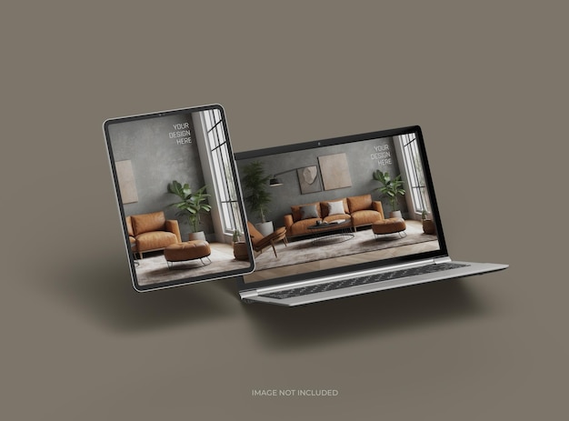 Mockup laptopa i tabletu do prezentacji projektu 3D Render