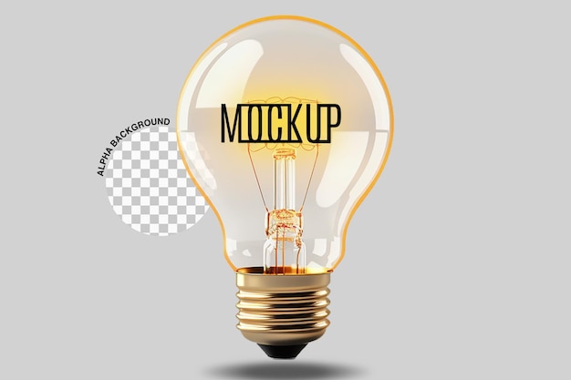 PSD mockup of light bulb edge on transparent background