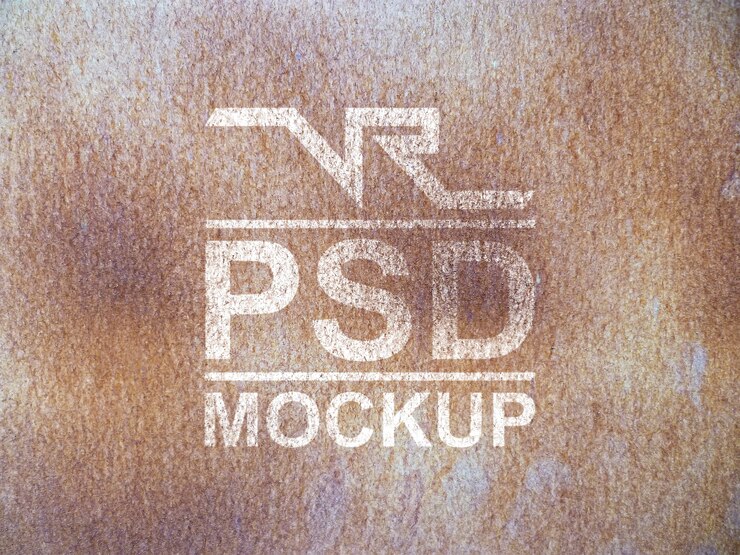 PSD mockup-logo gedragen in roestig metaal