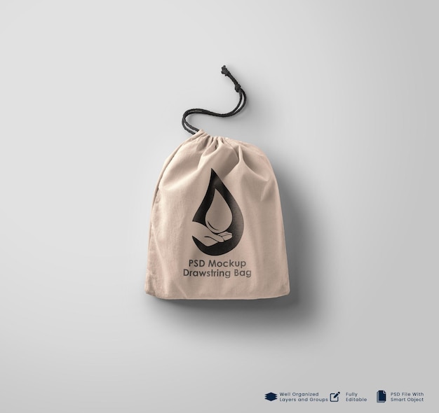 PSD mockup logo torby z sznurkiem