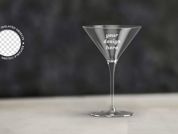 PSD mockup of martini cocktail drink glass