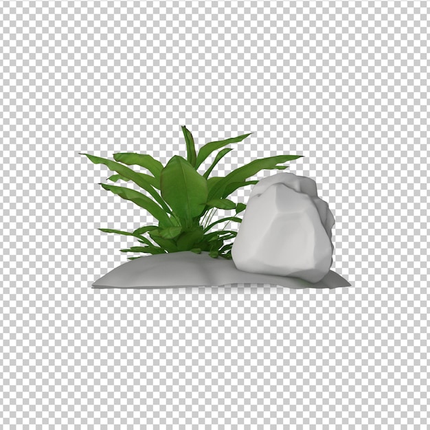 Mockup med tropiske planter og træer