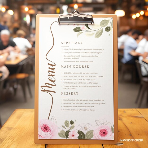 PSD mockup menu jedzenia