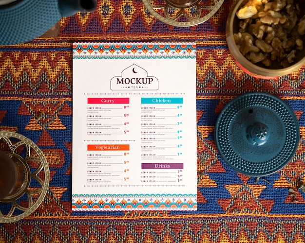 PSD mockup menu w herbaciarni