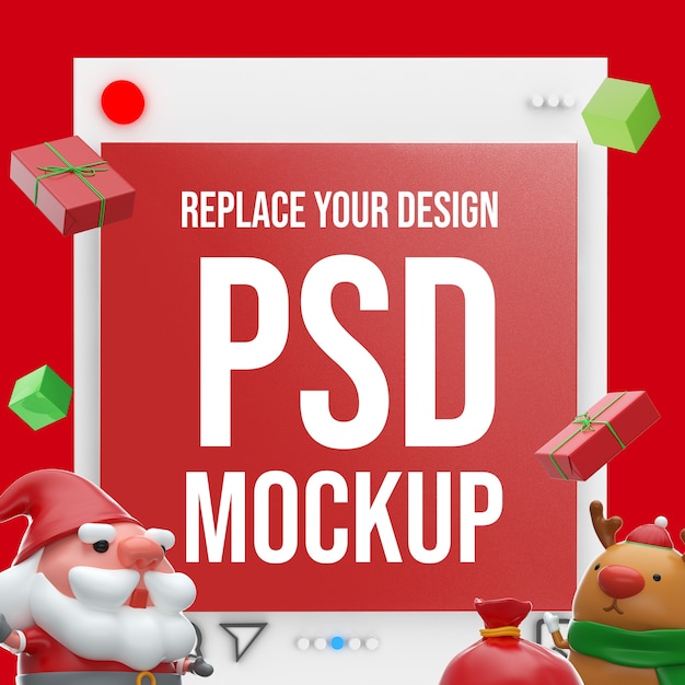 Mockup Merry Chistmas Design 3D Rendering