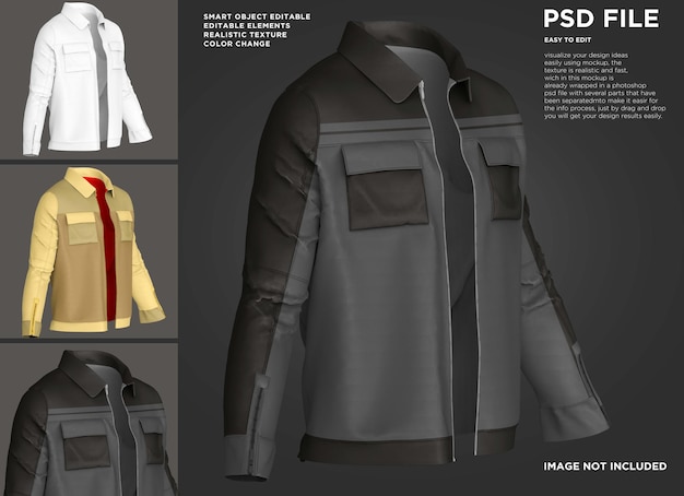 PSD mockup męskiej koszuli z długim rękawem.